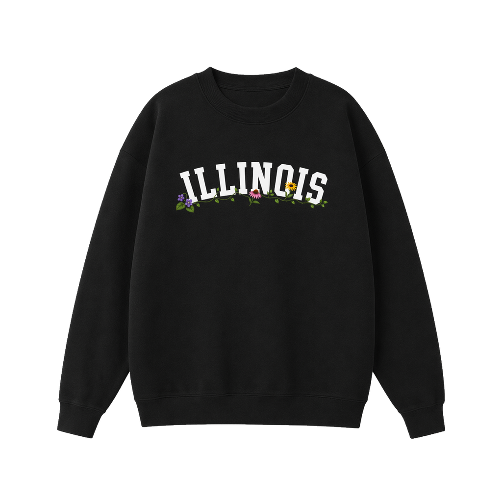 Collection 10 Illinois Essential Heavyweight Crewneck Sweatshirt - Black front