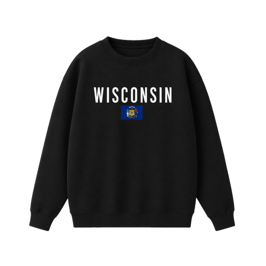 Collection 7 Wisconsin Essential Heavyweight Crewneck Sweatshirt - Black front
