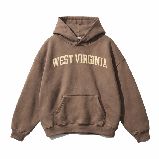 Collection 1 West Virginia Oversize Fleeced Hoodie - Brown front
