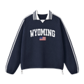 Collection 2 Wyoming Contrast Striped Lapel Collar Sweatshirt - Royal Blue front