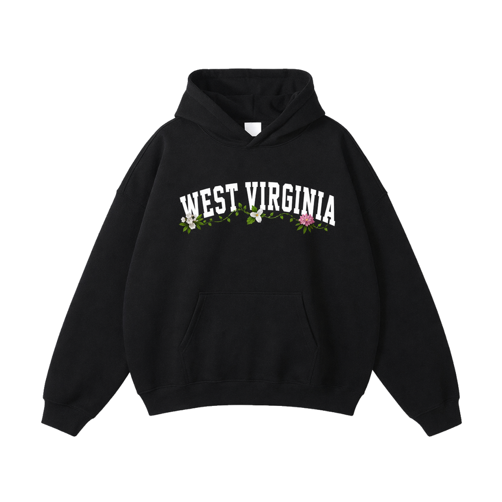 Collection 10 West Virginia Oversize Fleeced Hoodie - Black front