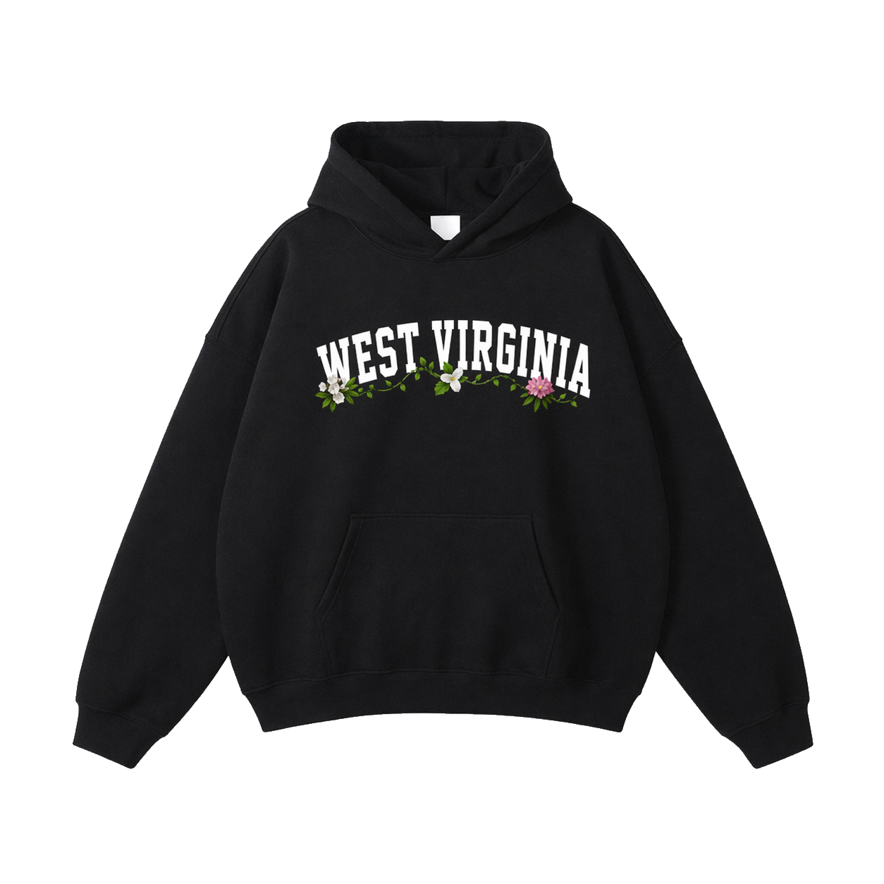 Collection 10 West Virginia Oversize Fleeced Hoodie - Black front