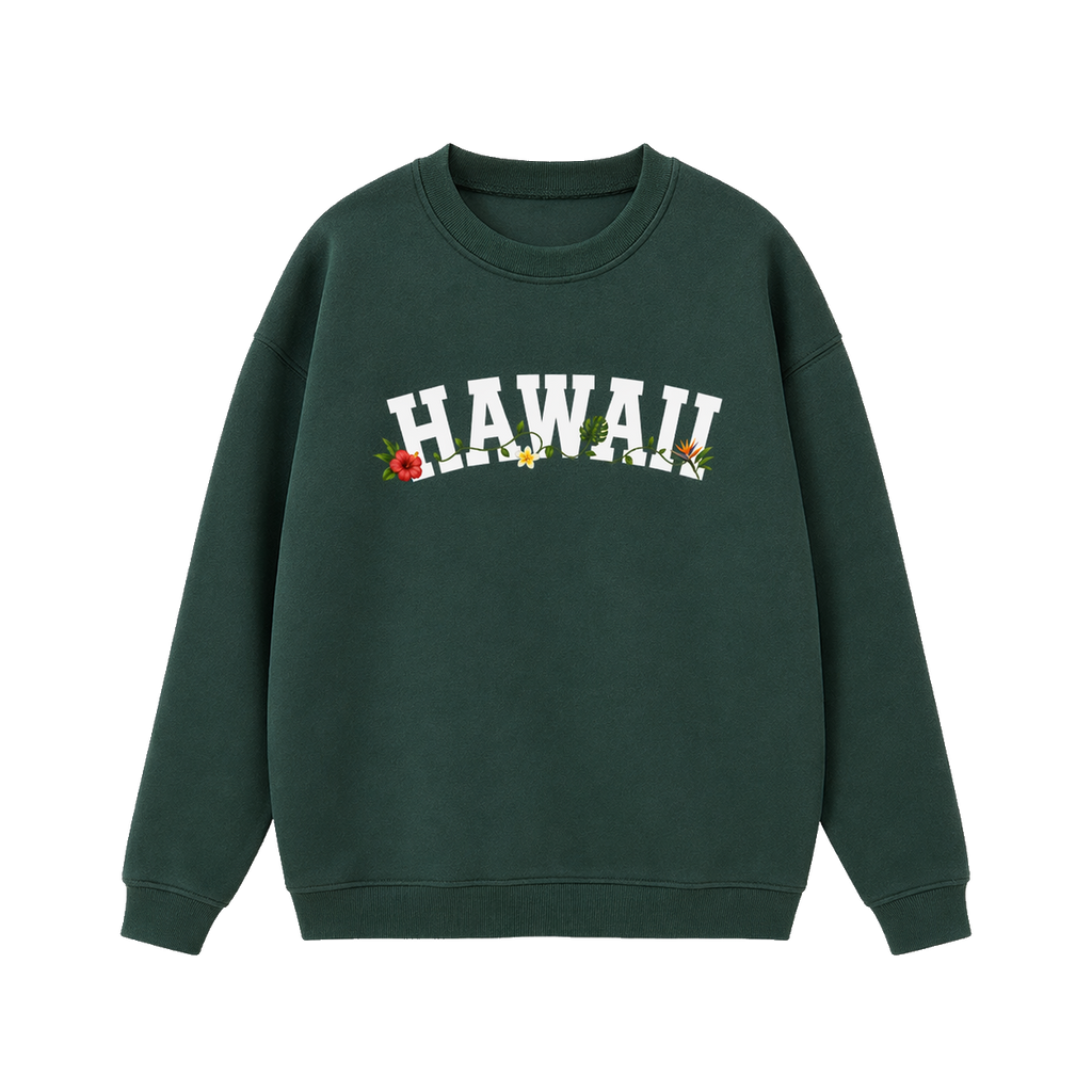 Collection 10 Hawaii Essential Heavyweight Crewneck Sweatshirt - Dark Green front