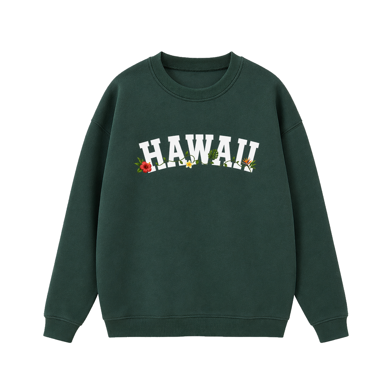 Collection 10 Hawaii Essential Heavyweight Crewneck Sweatshirt - Dark Green front