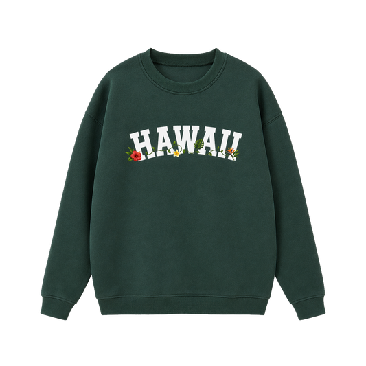 Collection 10 Hawaii Essential Heavyweight Crewneck Sweatshirt - Dark Green front
