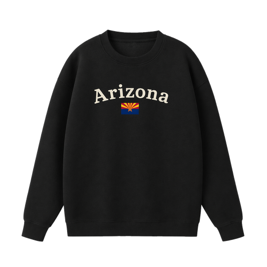 Collection 6 Arizona Essential Heavyweight Crewneck Sweatshirt - Black front