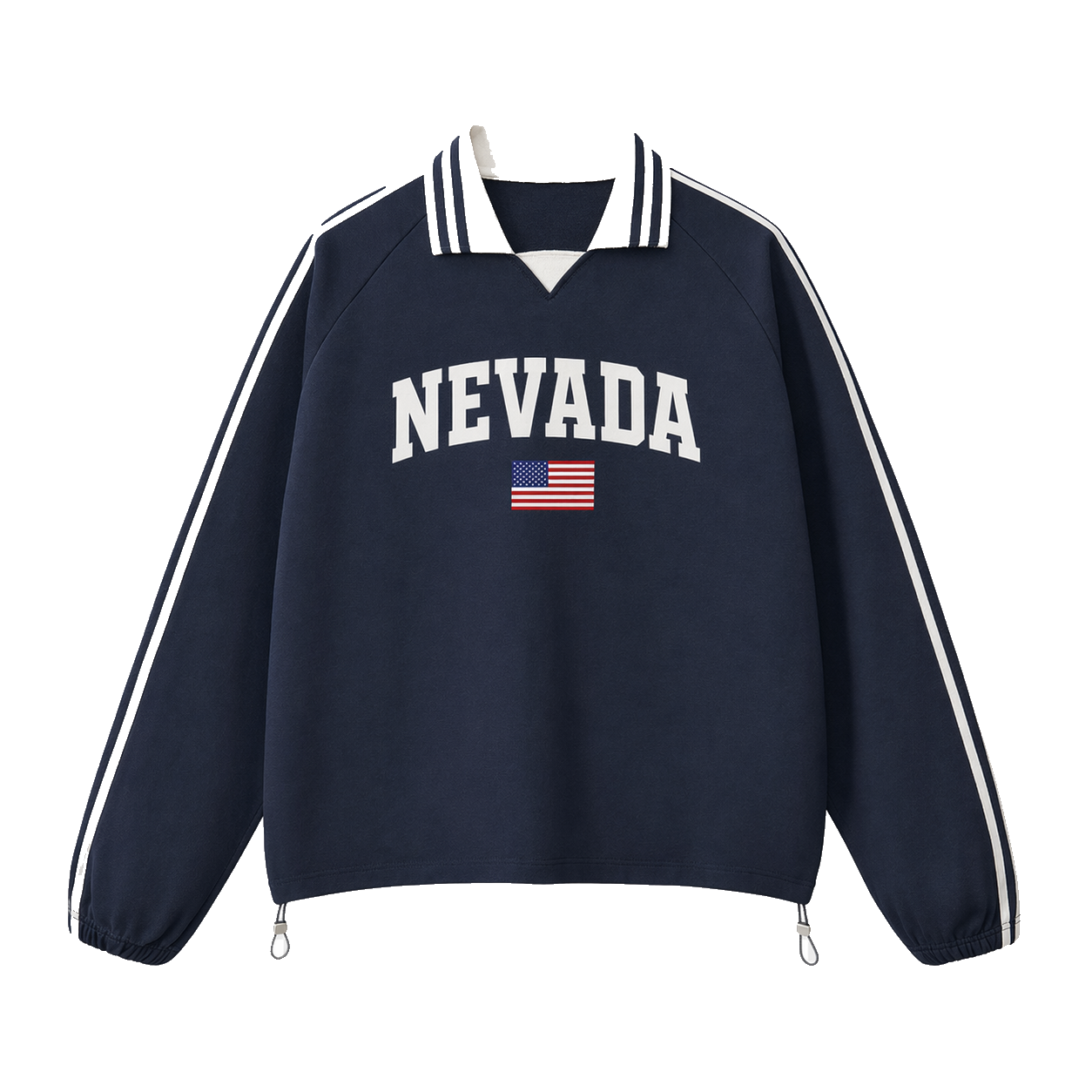Collection 2 Nevada Contrast Striped Lapel Collar Sweatshirt - Royal Blue front