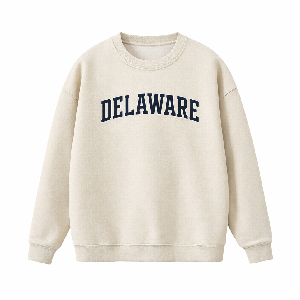 Collection 1 Delaware Essential Heavyweight Crewneck Sweatshirt - Cream front