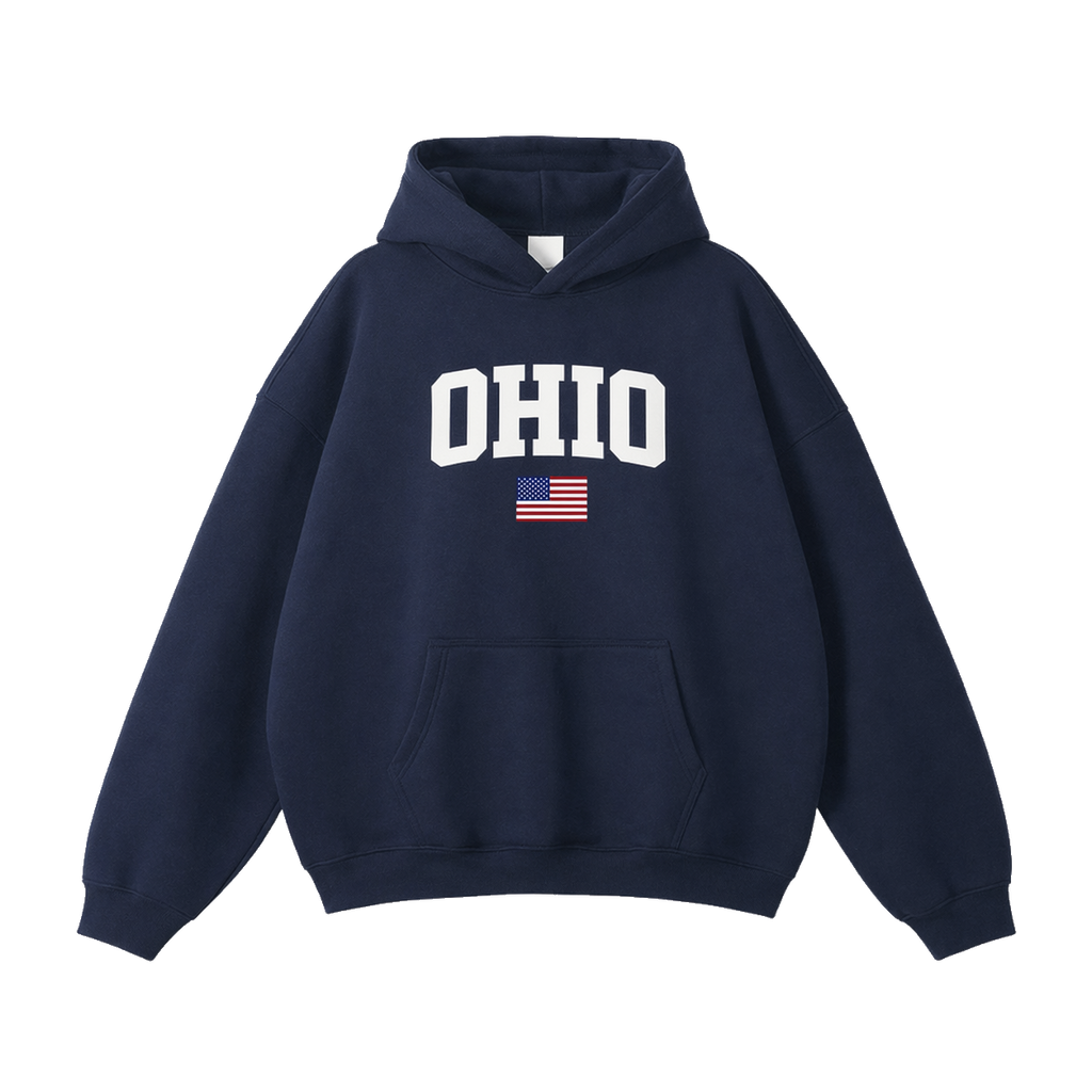 Collection 2 Ohio Oversize Fleeced Hoodie - Navy Blue front