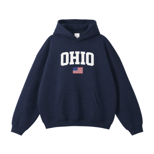Collection 2 Ohio Oversize Fleeced Hoodie - Navy Blue front