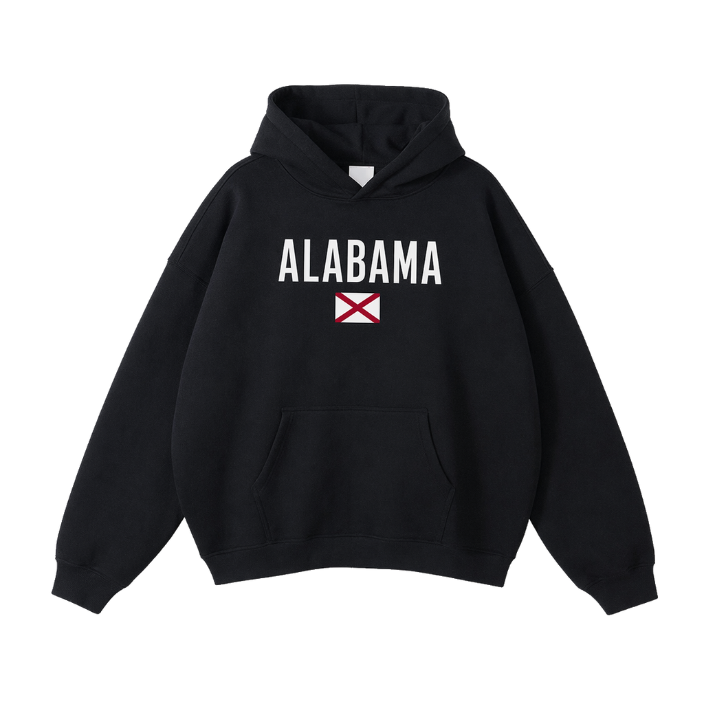 Collection 7 Alabama Oversize Fleeced Hoodie - Black front