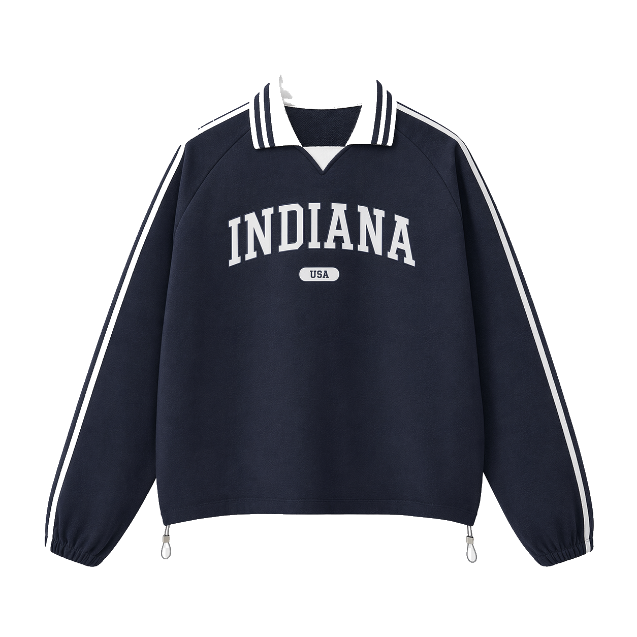 Collection 4 Indiana Contrast Striped Lapel Collar Sweatshirt - Royal Blue front