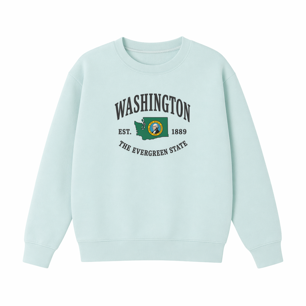 Collection 8 Washington Essential Heavyweight Crewneck Sweatshirt - Water Blue front