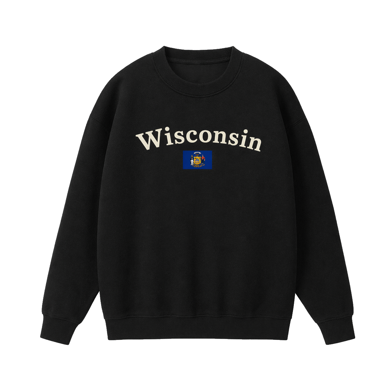 Collection 6 Wisconsin Essential Heavyweight Crewneck Sweatshirt - Black front