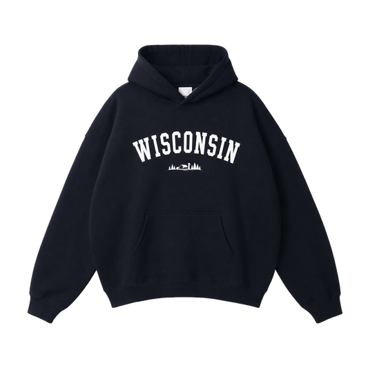 Collection 9 Wisconsin Oversize Fleeced Hoodie - Black front