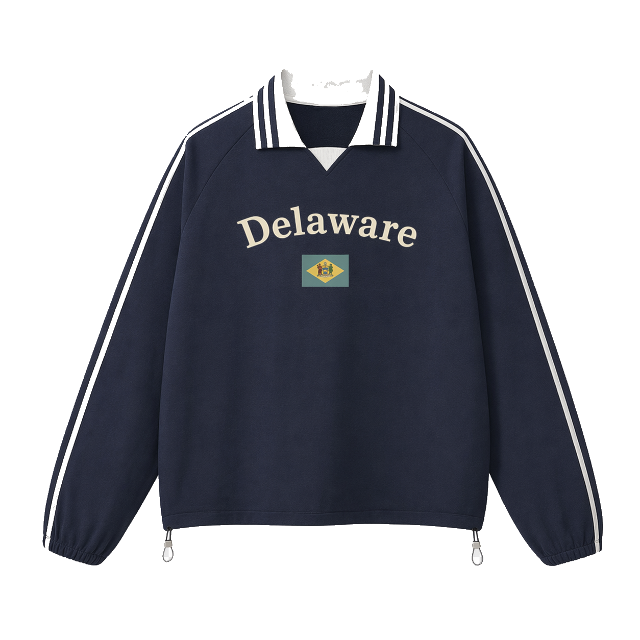 Collection 6 Delaware Contrast Striped Lapel Collar Sweatshirt - Royal Blue front
