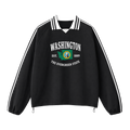 Collection 8 Washington Contrast Striped Lapel Collar Sweatshirt - Black front