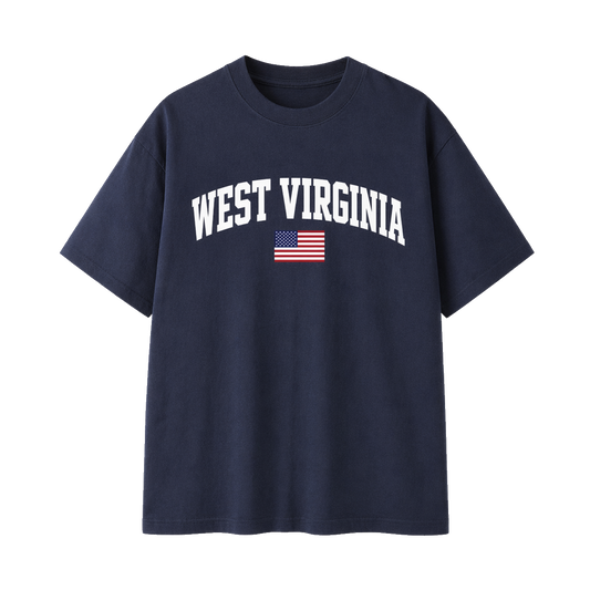 Collection 2 West Virginia Essential Cotton T-Shirt - Navy Blue front
