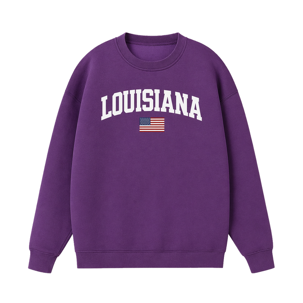 Collection 2 Louisiana Essential Heavyweight Crewneck Sweatshirt - Purple front