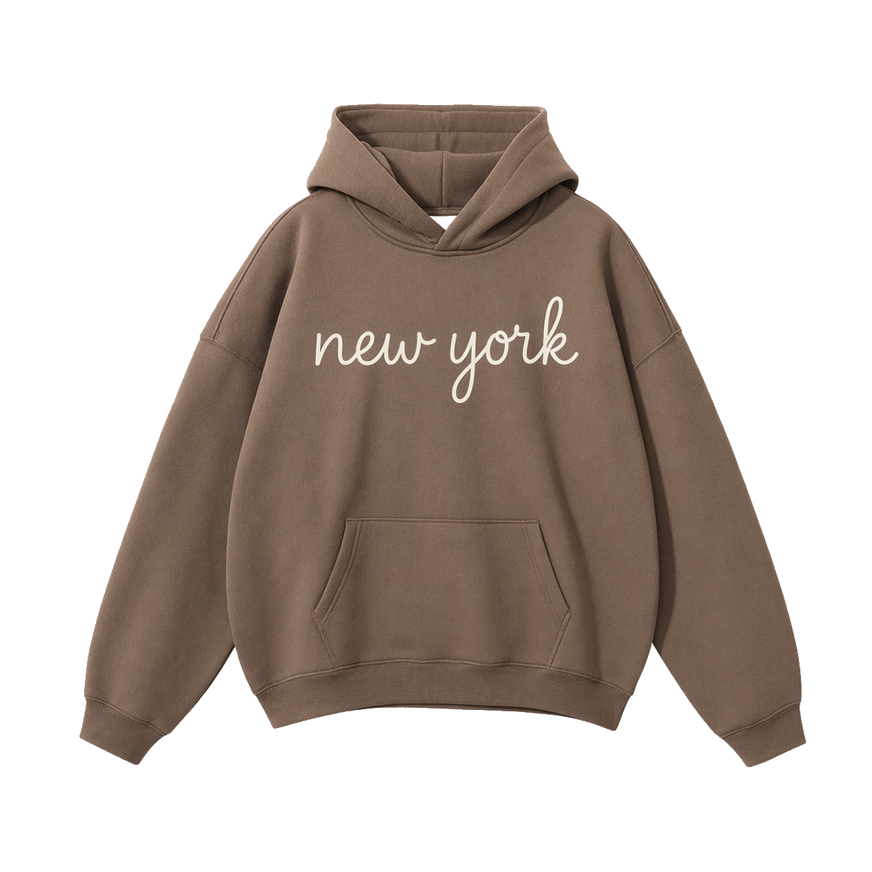 Collection 3 New York Oversize Fleeced Hoodie - Brown front