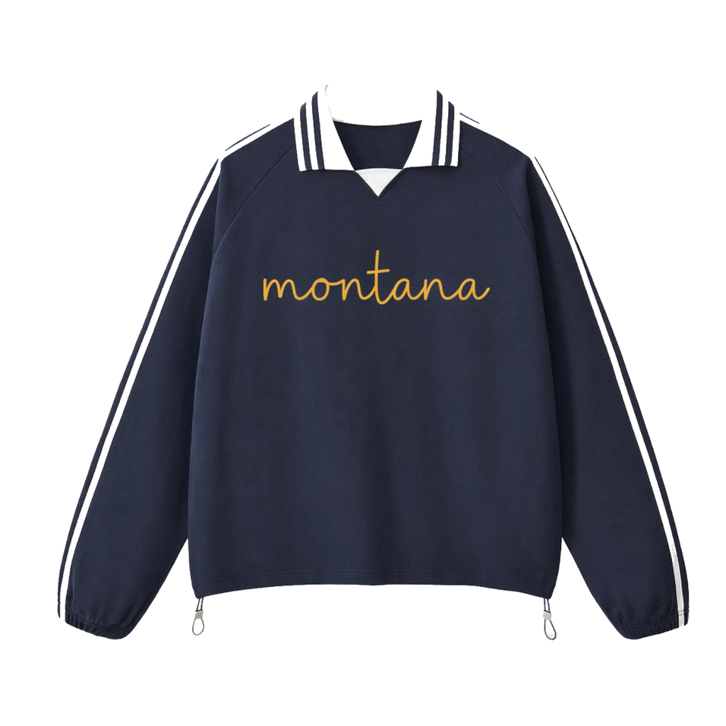 Collection 3 Montana Contrast Striped Lapel Collar Sweatshirt - Royal Blue front