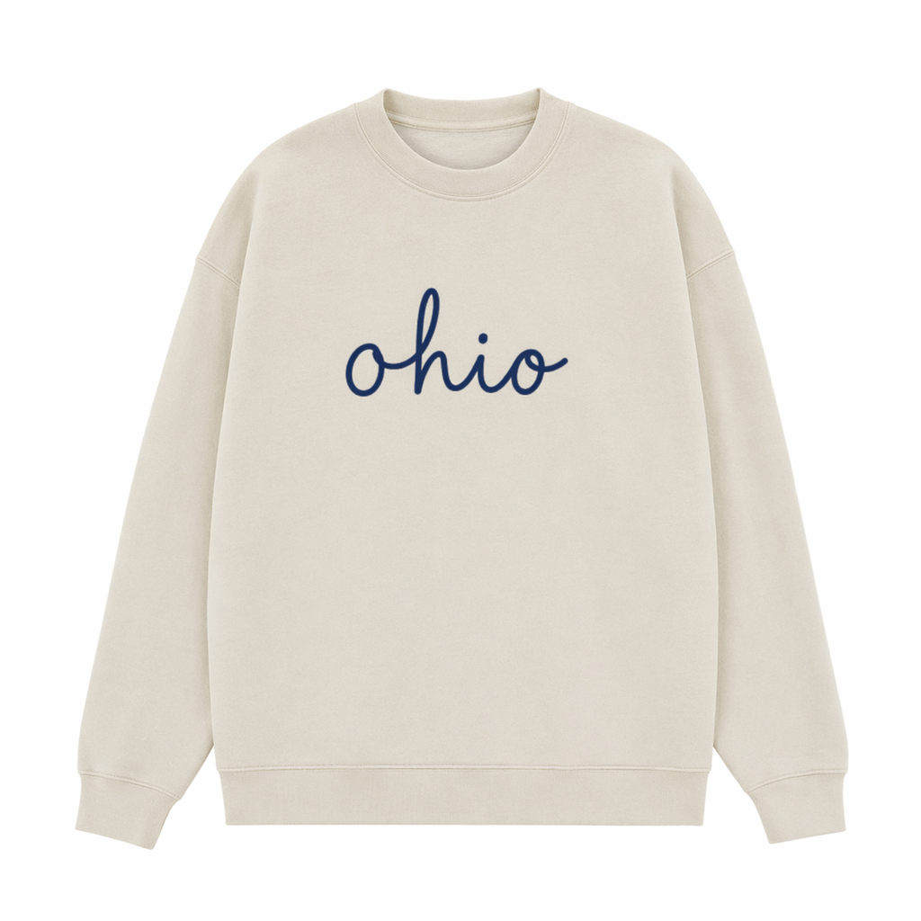 Collection 3 Ohio Essential Heavyweight Crewneck Sweatshirt - Cream front