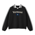 Collection 6 Vermont Contrast Striped Lapel Collar Sweatshirt - Black front