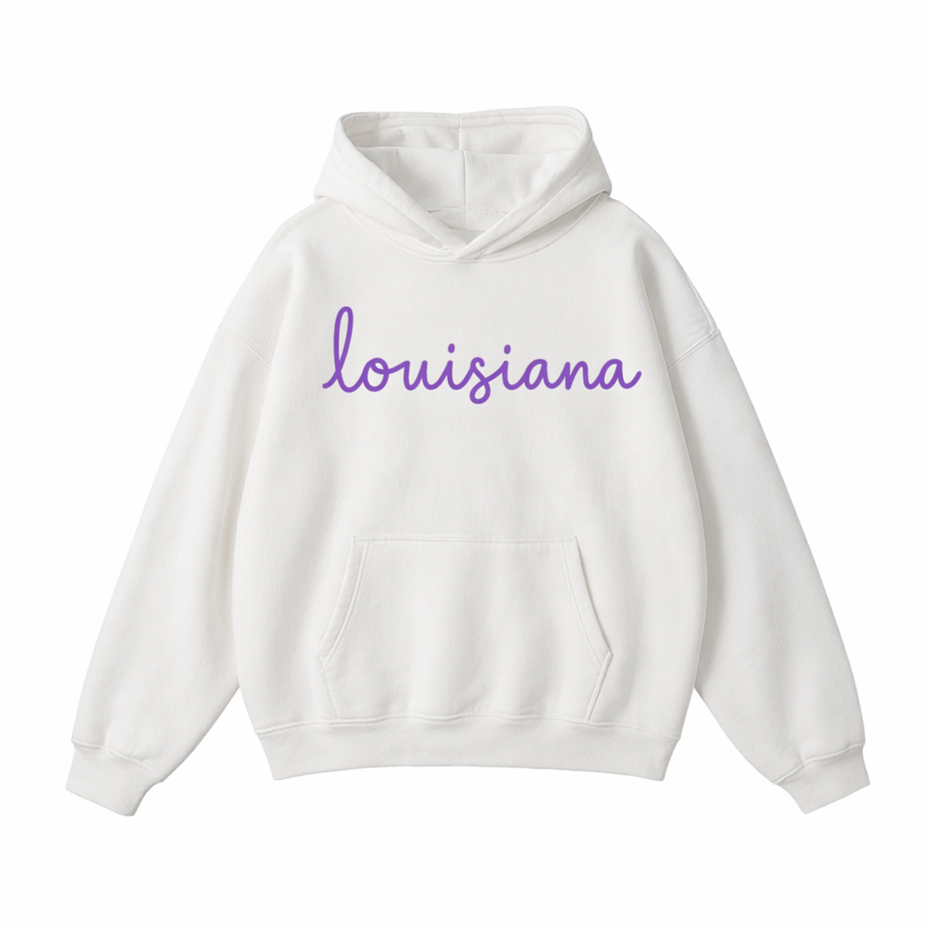 Collection 3 Louisiana Oversize Fleeced Hoodie - White front