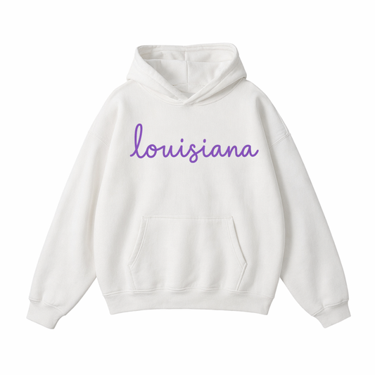 Collection 3 Louisiana Oversize Fleeced Hoodie - White front