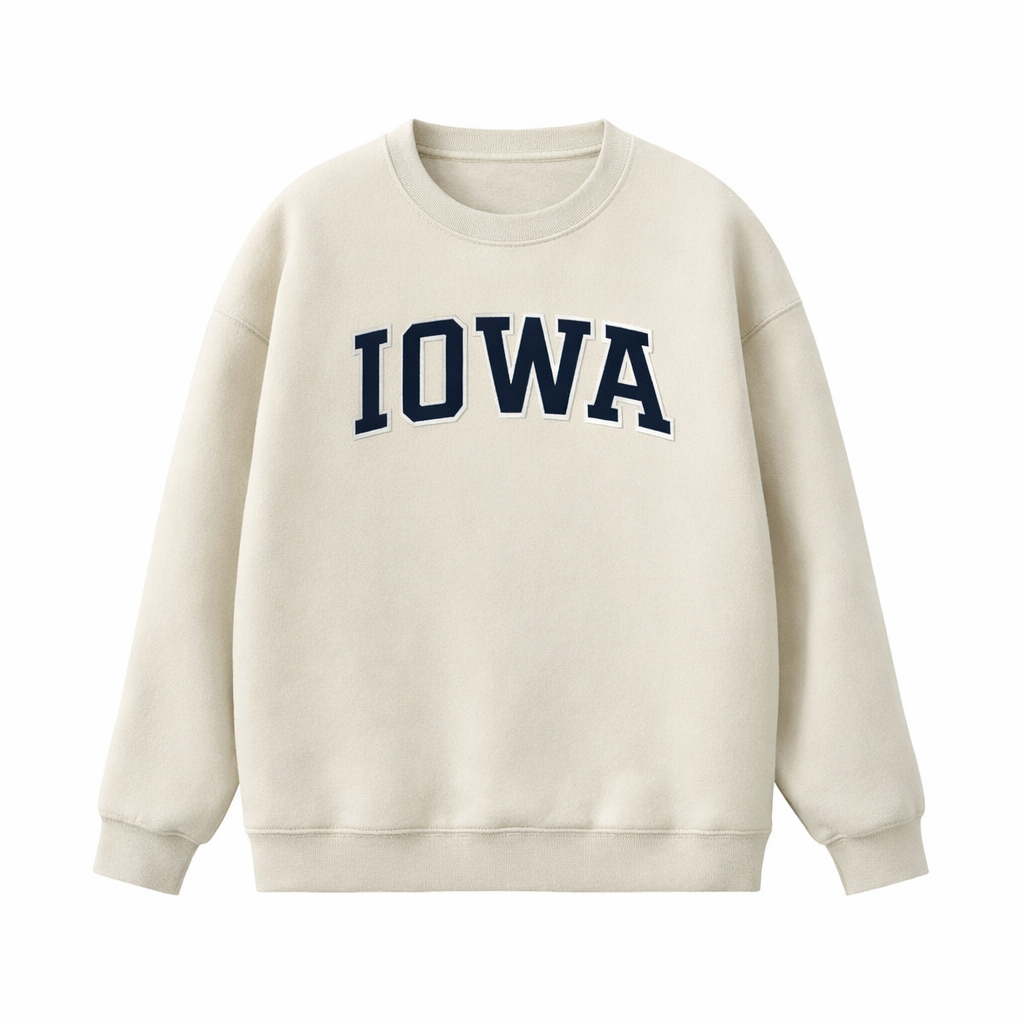 Collection 1 Iowa Essential Heavyweight Crewneck Sweatshirt - Cream front