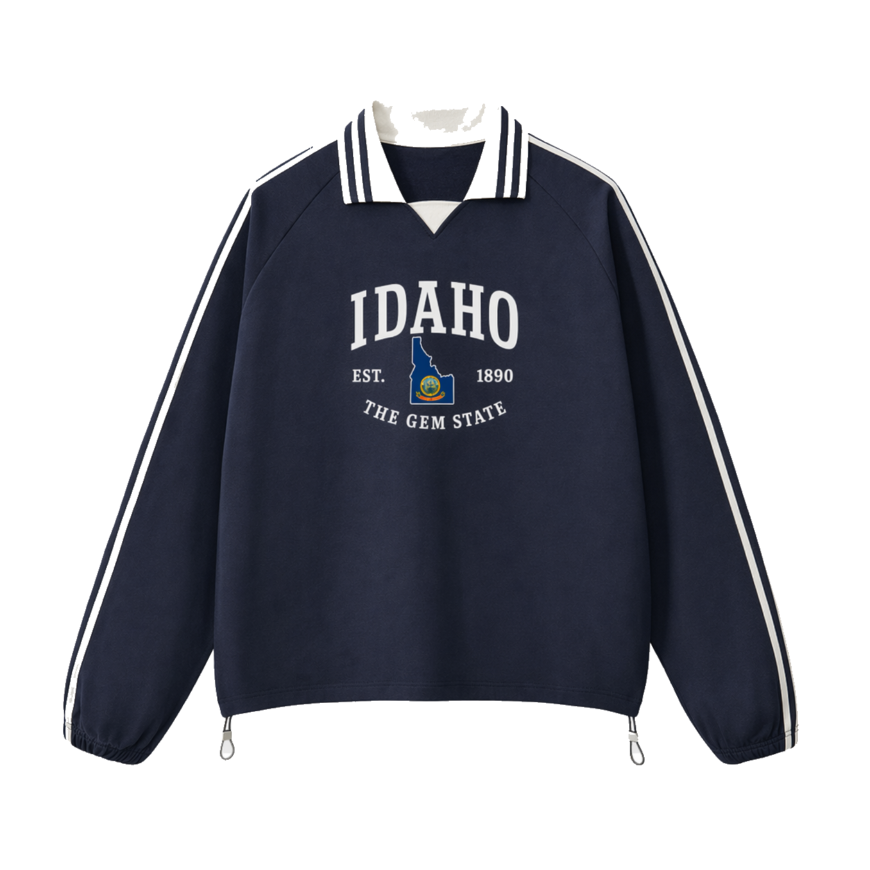 Collection 8 Idaho Contrast Striped Lapel Collar Sweatshirt - Royal Blue front