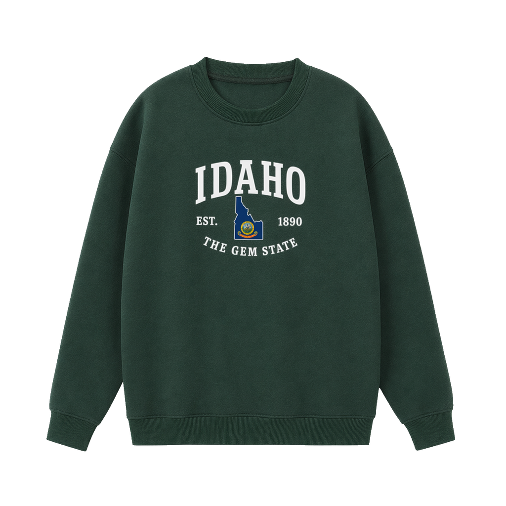 Collection 8 Idaho Essential Heavyweight Crewneck Sweatshirt - Dark Green front