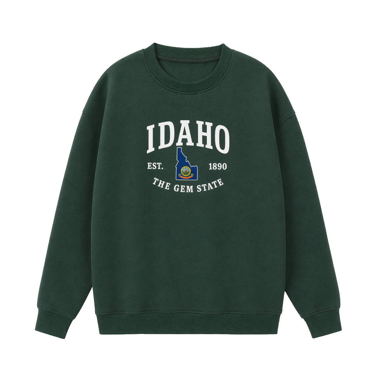 Collection 8 Idaho Essential Heavyweight Crewneck Sweatshirt - Dark Green front