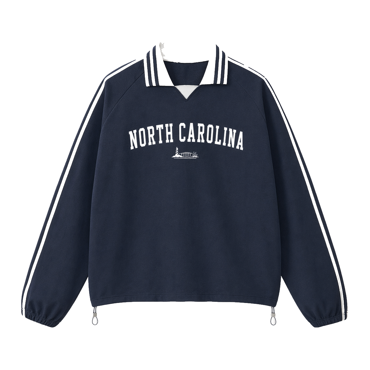 Collection 9 North Carolina Contrast Striped Lapel Collar Sweatshirt - Royal Blue front