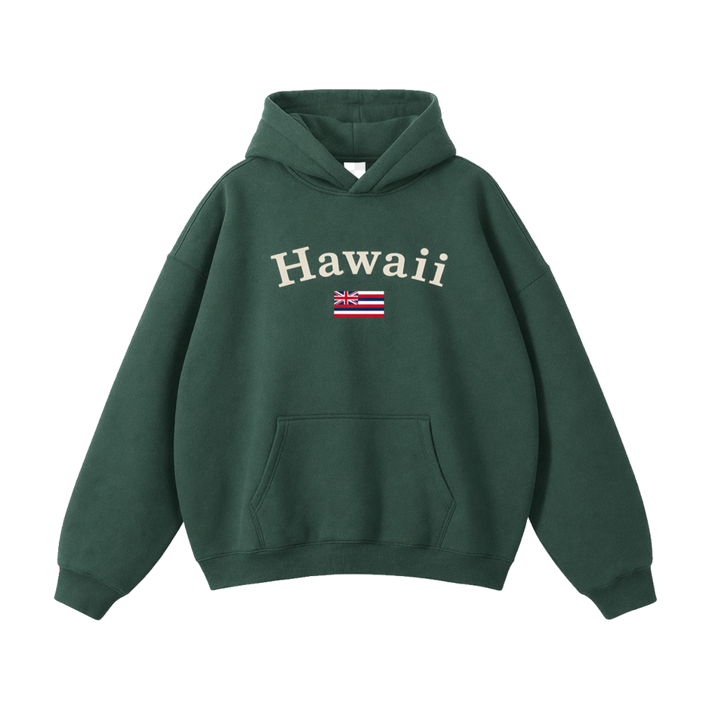 Collection 6 Hawaii Oversize Fleeced Hoodie - Eden Green front