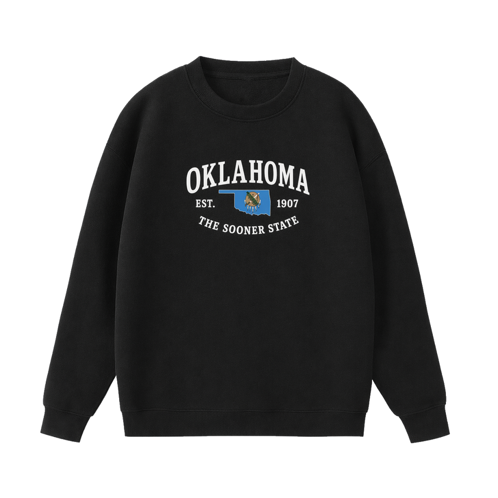 Collection 8 Oklahoma Essential Heavyweight Crewneck Sweatshirt - Black front