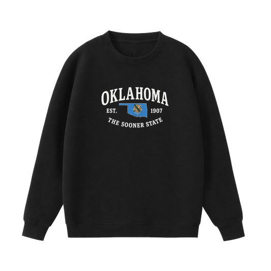 Collection 8 Oklahoma Essential Heavyweight Crewneck Sweatshirt - Black front