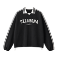 Collection 9 Oklahoma Contrast Striped Lapel Collar Sweatshirt - Black front