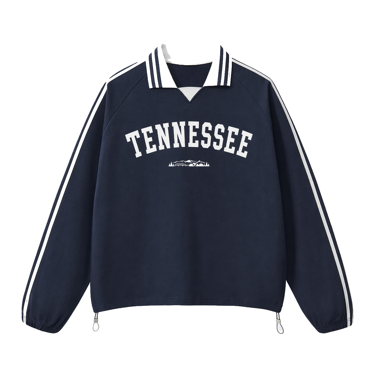 Collection 9 Tennessee Contrast Striped Lapel Collar Sweatshirt - Royal Blue front