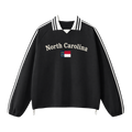 Collection 6 North Carolina Contrast Striped Lapel Collar Sweatshirt - Black front