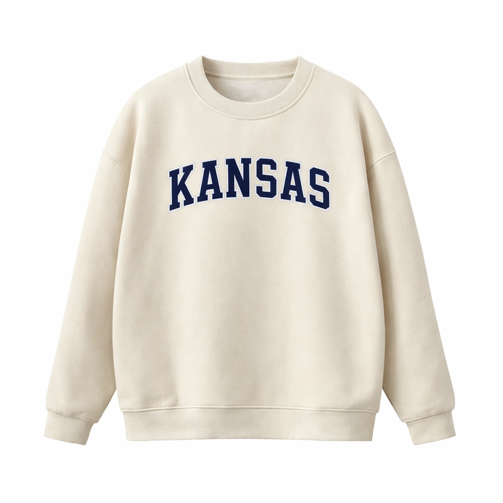 Collection 1 Kansas Essential Heavyweight Crewneck Sweatshirt - Cream front