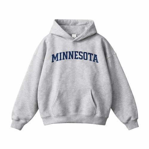 Collection 1 Minnesota Oversize Fleeced Hoodie - Flower Gray front