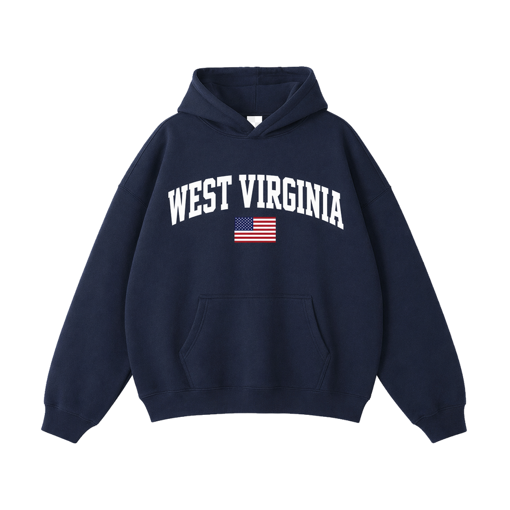 Collection 2 West Virginia Oversize Fleeced Hoodie - Navy Blue front