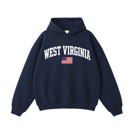 Collection 2 West Virginia Oversize Fleeced Hoodie - Navy Blue front