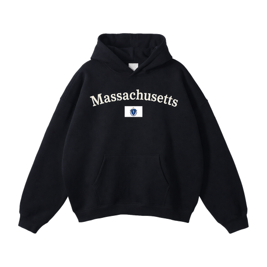 Collection 6 Massachusetts Oversize Fleeced Hoodie - Black front