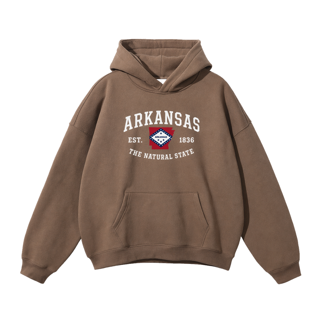Collection 8 Arkansas Oversize Fleeced Hoodie - Brown front