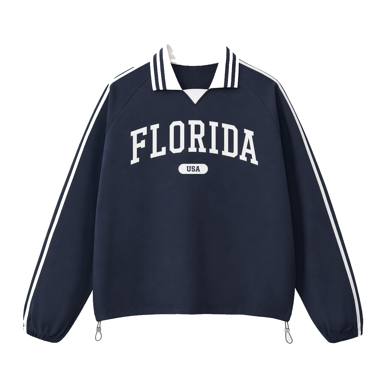Collection 4 Florida Contrast Striped Lapel Collar Sweatshirt - Royal Blue front
