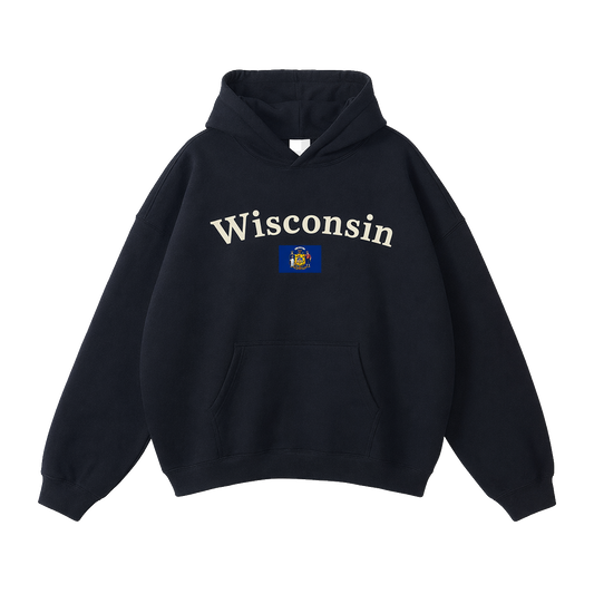 Collection 6 Wisconsin Oversize Fleeced Hoodie - Black front