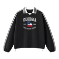 Collection 8 Georgia Contrast Striped Lapel Collar Sweatshirt - Black front