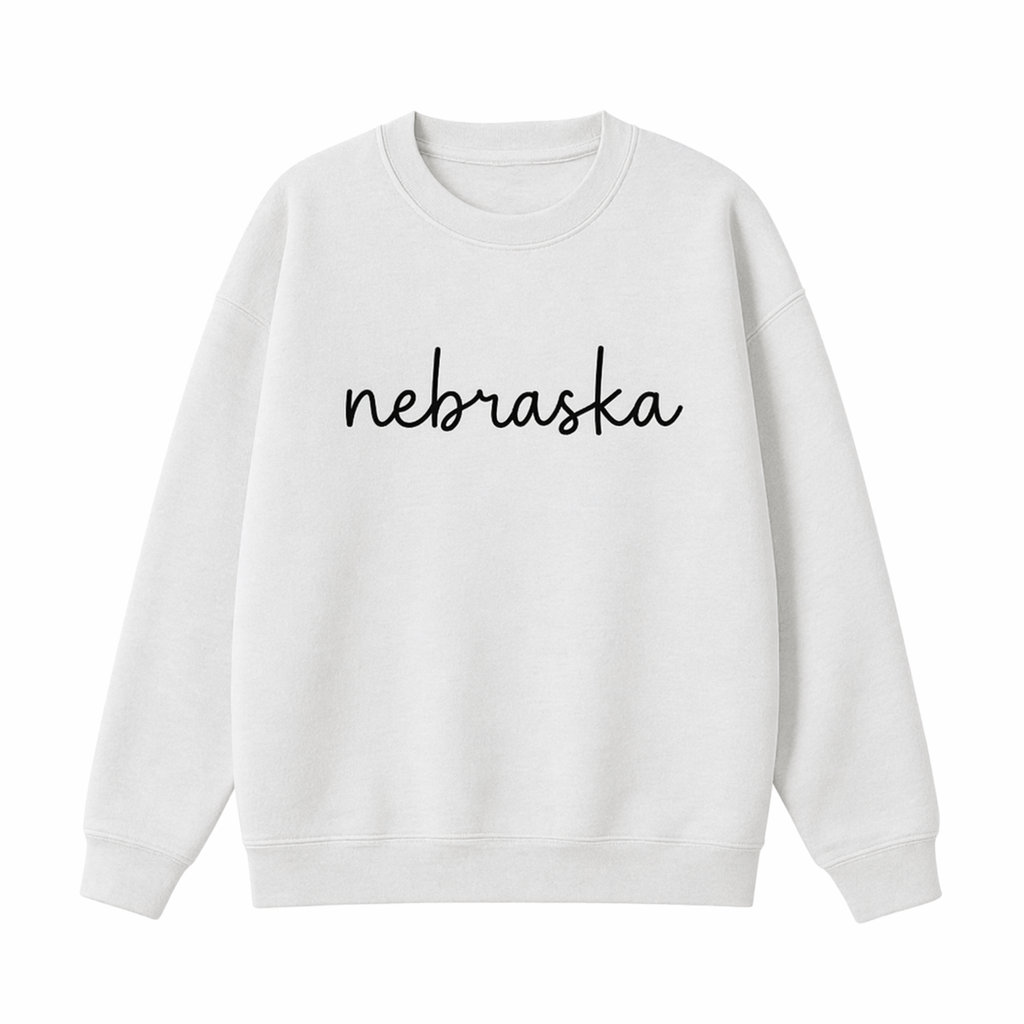 Collection 3 Nebraska Essential Heavyweight Crewneck Sweatshirt - White front